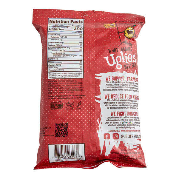 Uglies Bar-B-Que Kettle Potato Chips 2 oz. Single Serve Bags (24/Case) | Gluten Free Kettle Cooked Chips