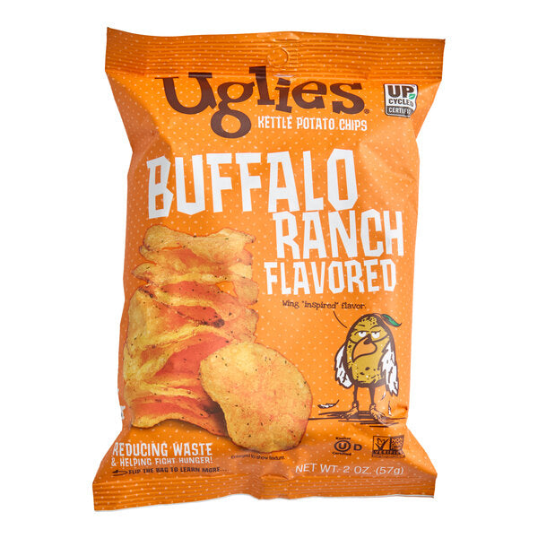 Uglies Buffalo Ranch Kettle Potato Chips 2 oz. Individual Bags (24/Case) | Upcycled Kettle Chips