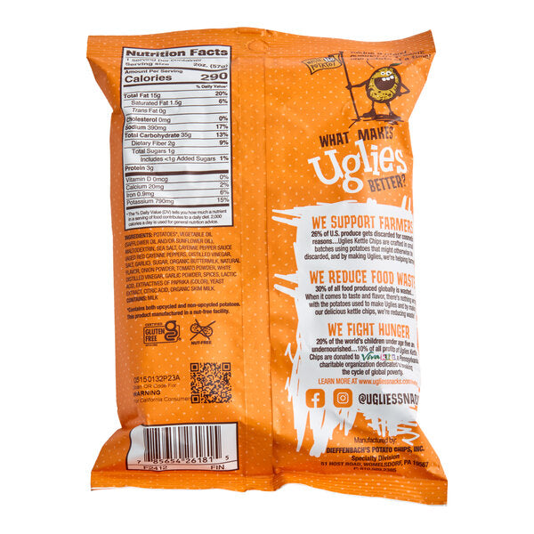 Uglies Buffalo Ranch Kettle Potato Chips 2 oz. Individual Bags (24/Case) | Upcycled Kettle Chips