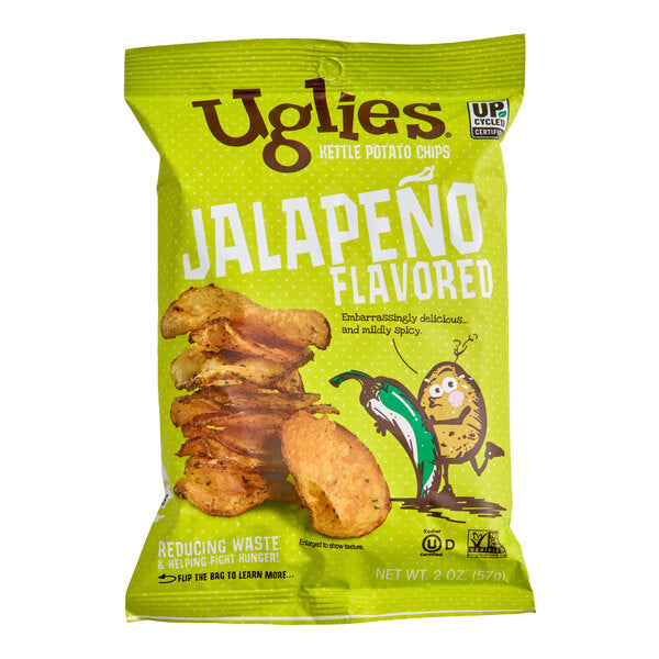 Uglies Jalapeño Kettle Potato Chips 2 oz. Single Serve Bags (24/Case) | Gluten Free Kettle Cooked Chips