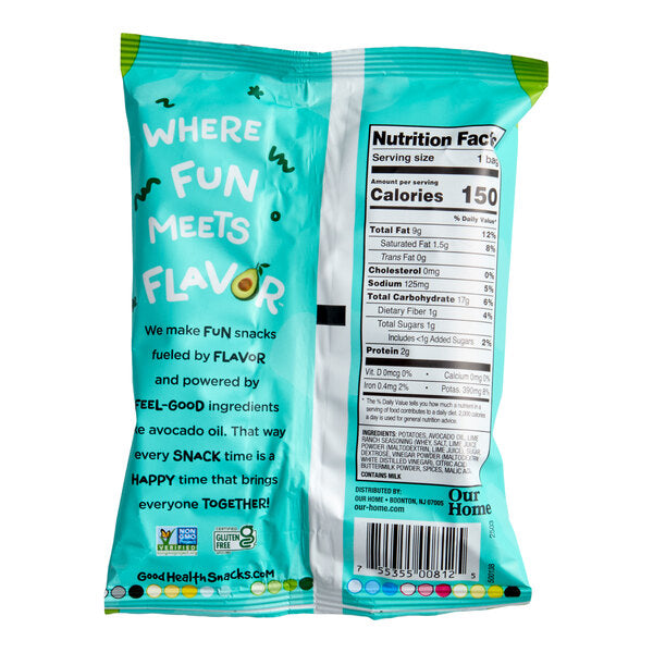 Good Health Avocado Oil Lime Ranch Kettle Potato Chips 1 oz. Single Serve Bags (30/Case) | Gluten Free Snack Chips