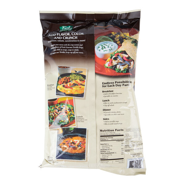 Fresh Gourmet Tri-Color Tortilla Strips 1 lb. Bag (10/Case) | Crispy Salad & Soup Topping