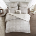 Madison Park King/Cal King Size 6 Piece Embroidered Cotton Reversible Comforter Set Ivory,Bed in a Bag,All Season Bed Set
