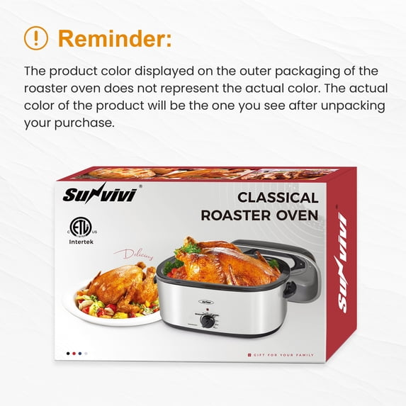 Superjoe Electric Nonstick Stainless Steel Roasting Pan with Self-Basting Lid