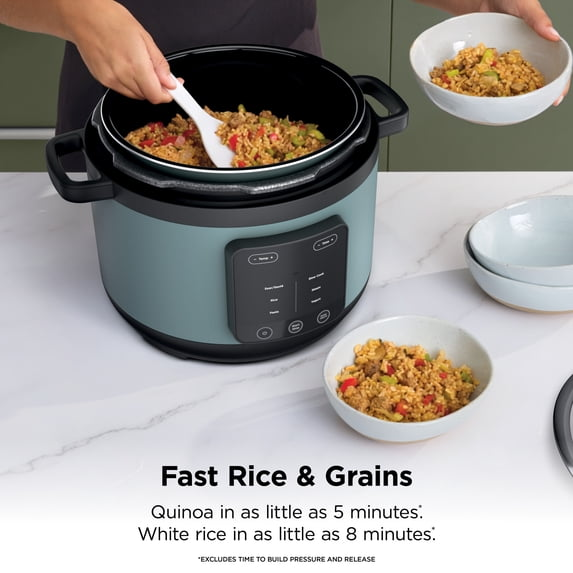 Ninja HyperHeat 8-in-1 Electric Pressure Cooker with SimpliServe Pot — 6.5 Qt, Cooks Up to 2X Faster, 1200W, Feeds 8–10