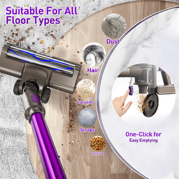 KANFUAQ Cordless Stick Vacuum Cleaner 38KPA 50Mins 2200mAh Lightweight for Home Pet Hair Carpet Hard Floor