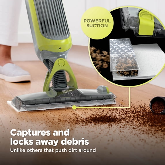 Shark VACMOP Cordless Hard Floor Vacuum Mop, for Tile, Vinyl, Laminate, Wood, with (4) Disposable VACMOP Pads, 12-oz Shark Multi-Surface Cleaner, VM200