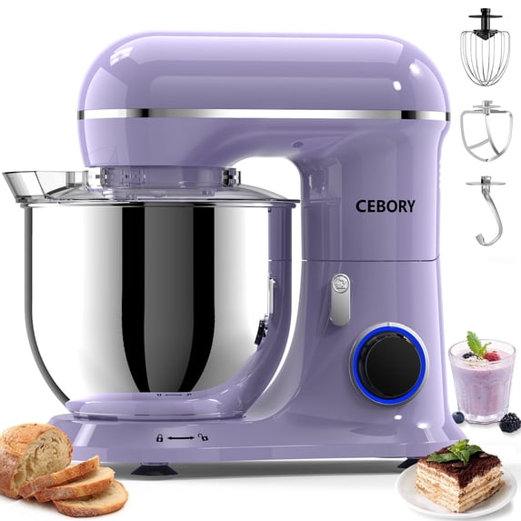 CEBORY 3-IN-1 Stand Mixer, 6.5 QT Tilt-Head 10-Speed Food Mixer, Kitchen Electric Mixer with Dough Hook, Beater, Whisk, Bowl for Most Home Cooks
