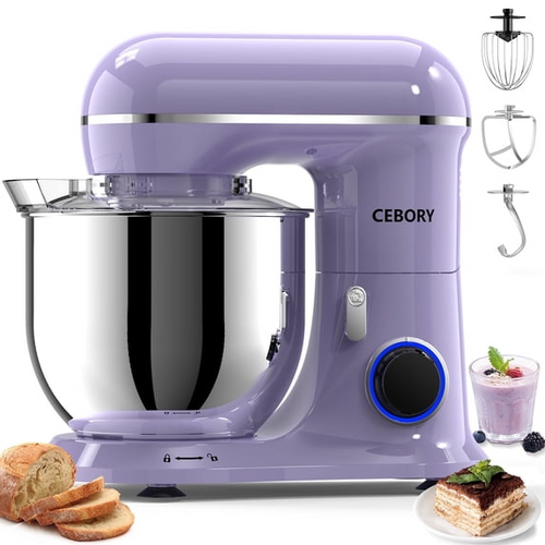 CEBORY 3-IN-1 Stand Mixer, 6.5 QT Tilt-Head 10-Speed Food Mixer, Kitchen Electric Mixer with Dough Hook, Beater, Whisk, Bowl for Most Home Cooks