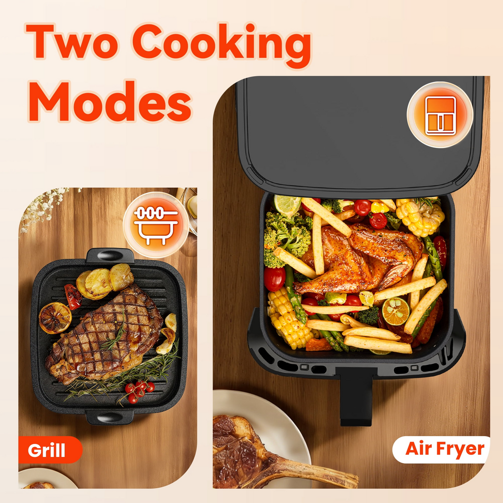 Air Fryer Oven With Grill,8-in-1 7.5Qt Multifunction Air Fryer, Digital LED Touch Screen,Nonstick Dishwasher-Safe Basket,95% Less Oil,100Pcs Liner