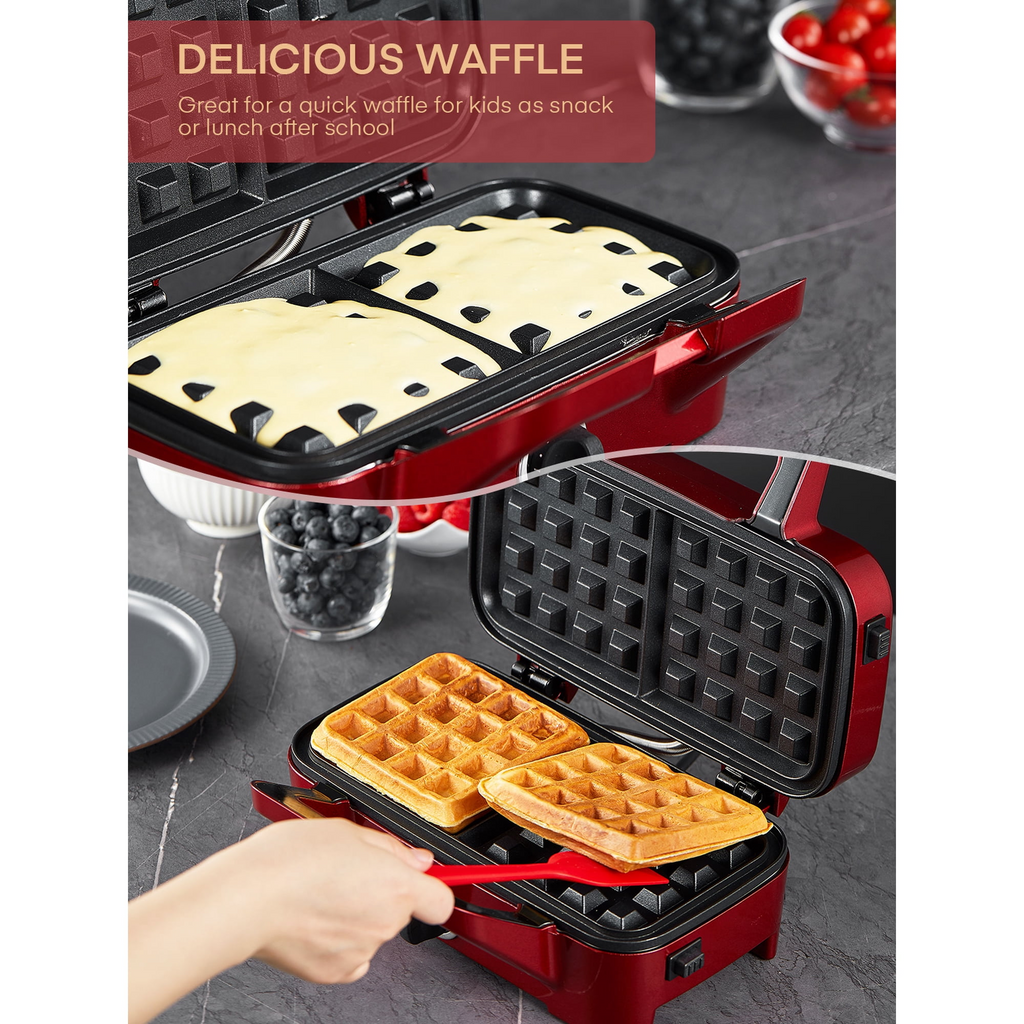 Waffle Maker 3 in 1 Sandwich Maker 1200W Panini Press with Removable Plates and 5-gear Temperature Control
