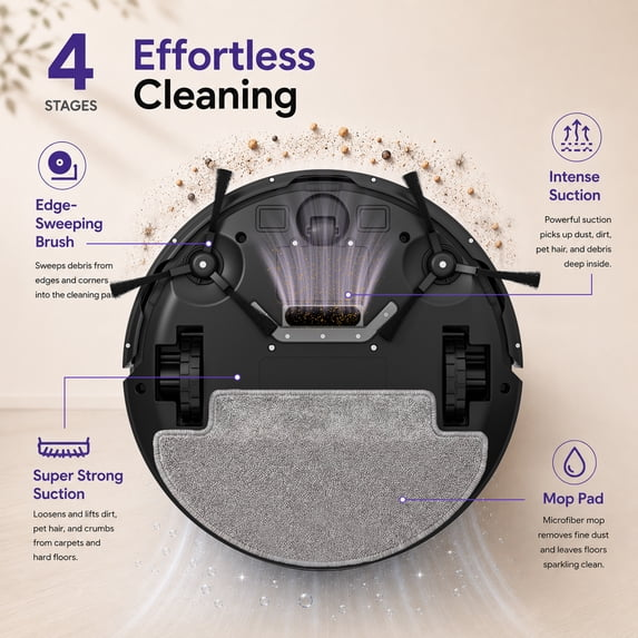 ANSFIL 3 in 1 Robot Vacuum/Mop/Sweep Combo with Smart App&Voice Control,2-in-1 Tank, 4500pa Suction, Q10S
