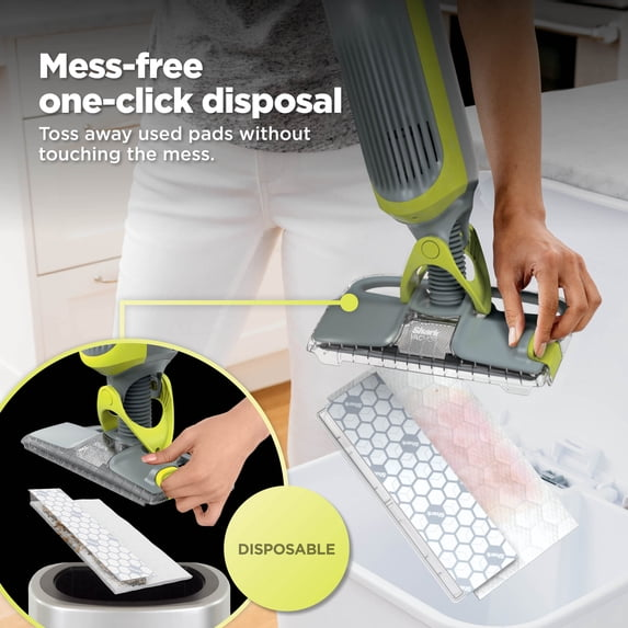 Shark VACMOP Cordless Hard Floor Vacuum Mop, for Tile, Vinyl, Laminate, Wood, with (4) Disposable VACMOP Pads, 12-oz Shark Multi-Surface Cleaner, VM200