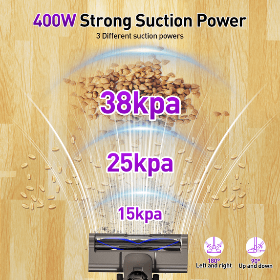 KANFUAQ Cordless Stick Vacuum Cleaner 38KPA 50Mins 2200mAh Lightweight for Home Pet Hair Carpet Hard Floor