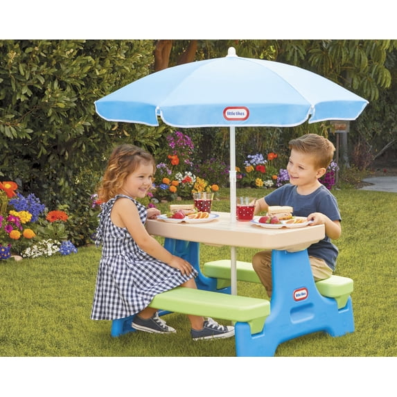 Little Tikes Easy Store Kids Durable Picnic Table with Umbrella