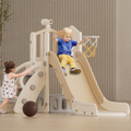 XJD 5 in 1 Toddler Slide, Kids Climber Slide with Basketball Hoop and Ball, Indoor Outdoor Playset