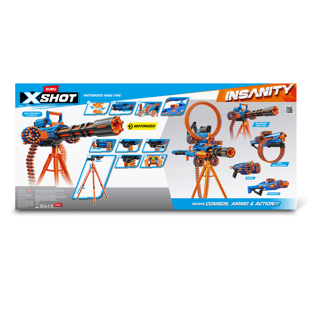 XSHOT Insanity Motorized Rage Fire with 72 Air Pocket Darts Outdoor Toy Blaster