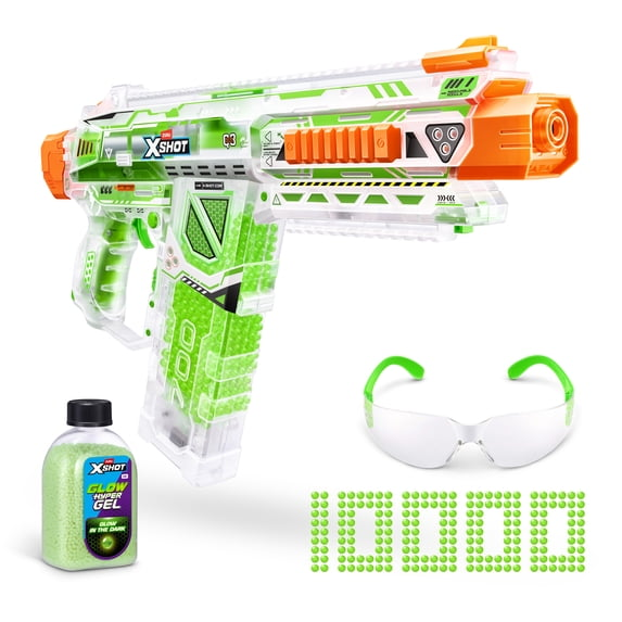 XSHOT Hyper Gel Glow Nightmare Blaster by ZURU Outdoor Motorized with 10,000 Pellets
