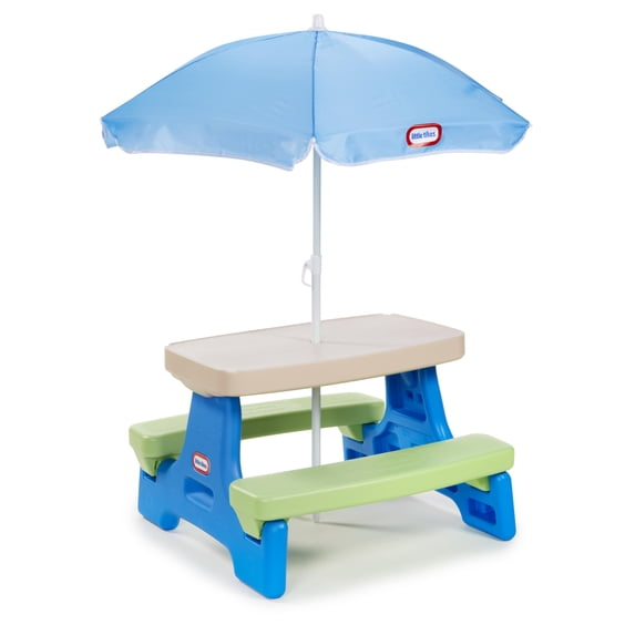 Little Tikes Easy Store Kids Durable Picnic Table with Umbrella