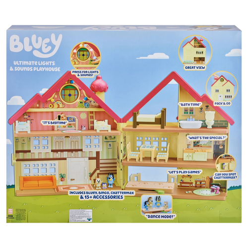 Bluey, Ultimate Lights and Sounds Playhouse, Includes Figures and Accessories