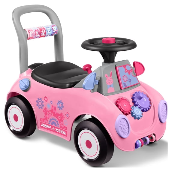 Radio Flyer Creativity Car, 3 in 1 Push Walker & Ride-on with Interactive Features