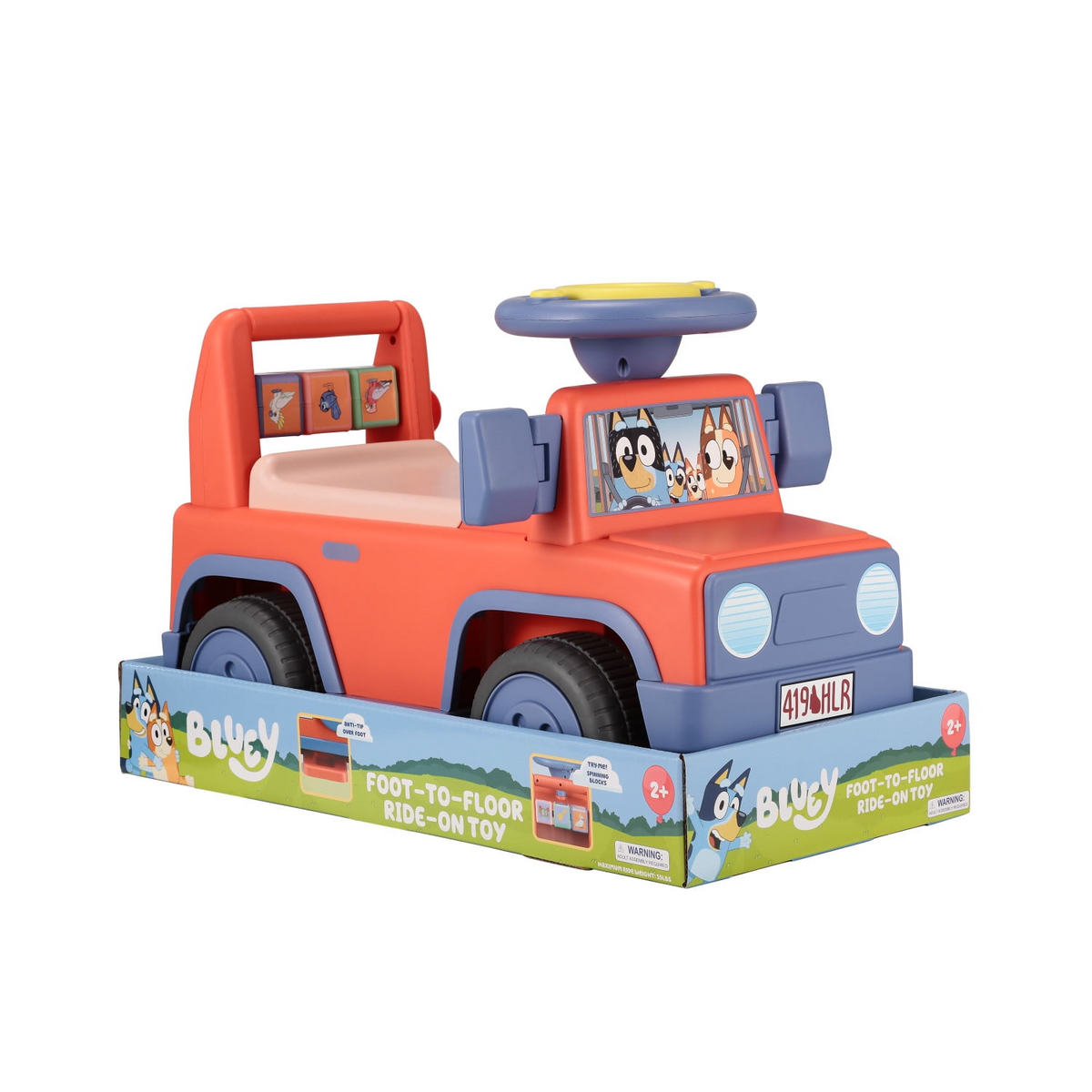 Bluey Licensed Interactive Ride-On Push Car for Boys and Girls, Foot-to-Floor