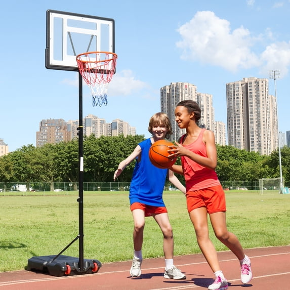 Ktaxon 33 In. Portable Basketball Hoop Stand, 6.5-8 ft Adjustable Basketball Goal System