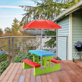 Costway 4 Seat Kids Picnic Table with Umbrella Garden Children Bench Outdoor