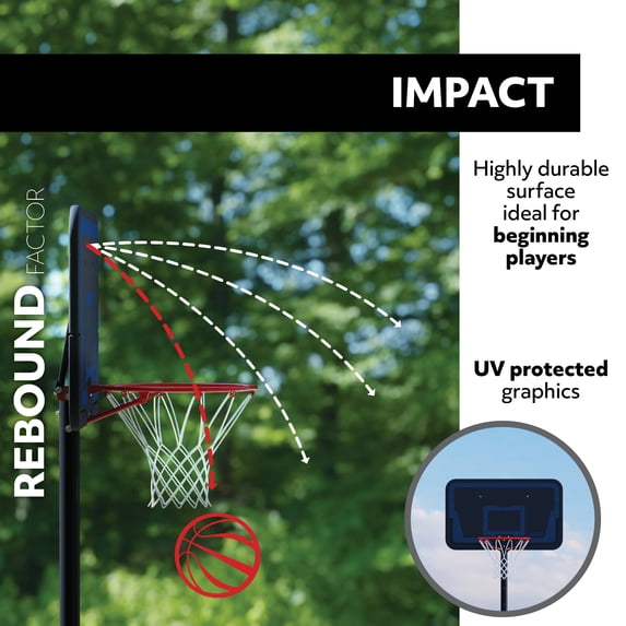 Lifetime 44-Inch Impact Portable Basketball Hoop with Telescoping Adjustment & Classic Rim