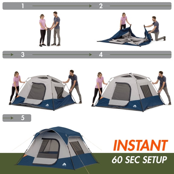 Ozark Trail 4 Person Instant Cabin Tent, 8 ft x 7 ft x 54 in, Recycled Materials