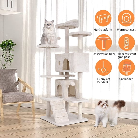 BestPet 54in Kitten Activity House with Cat Scratching Posts Stand House Cat Condo with Funny Toys