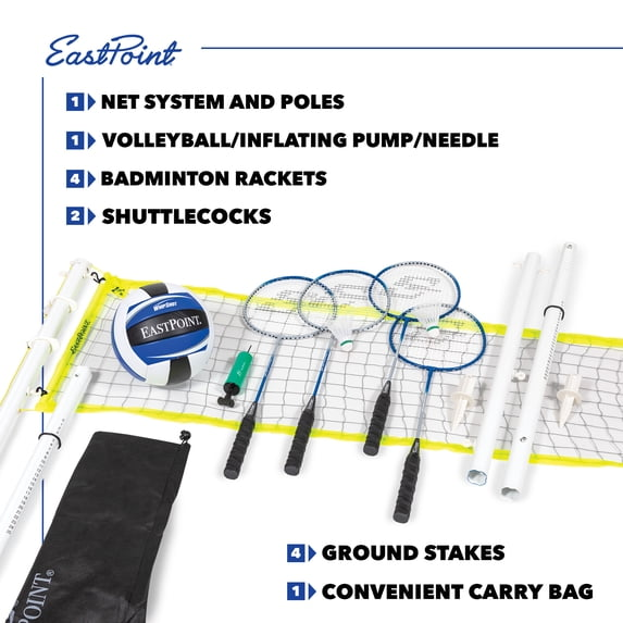 EastPoint Sports 2-in-1 Volleyball and Badminton Set