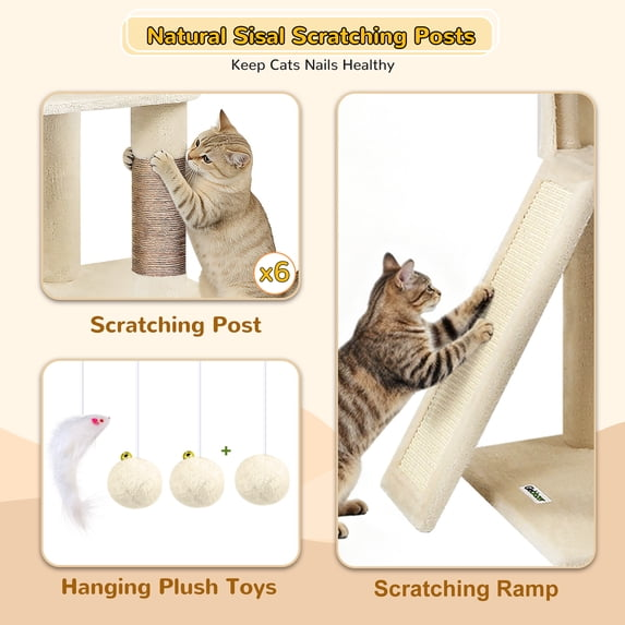 Globlazer 78" Multi-Level Large Cat Tree and Tower Condo for Indoor Cats with Sisal Scratching Posts
