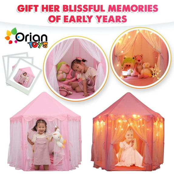 Princess Castle Playhouse Tent for Girls with LED Star Lights
