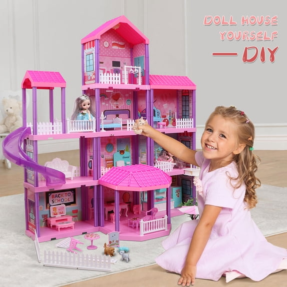 Carsky 36 inch Dollhouse Playset Girl Toys, 11 Rooms with Doll Toy Figures Toddler Playhouse Christmas Birthday Gifts