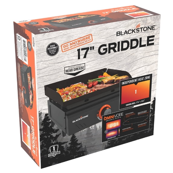 Blackstone Adventure Ready Outdoor Griddle, 17 Inch Single-Burner Portable Flat Top Grill