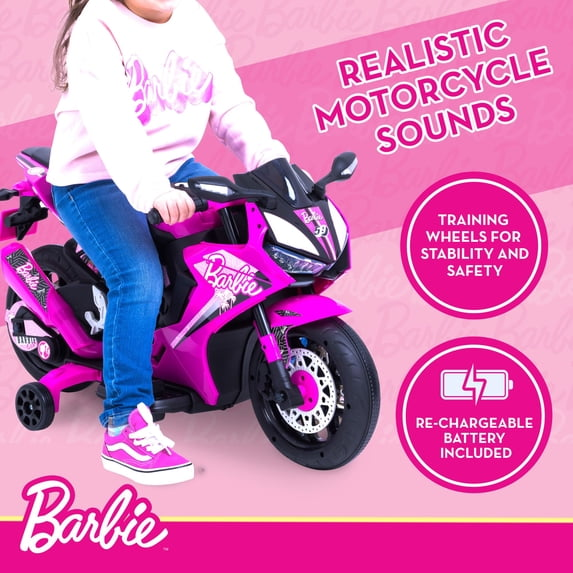 6V Barbie Motorcycle Ride on, Max 1 mph