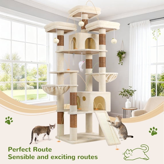 Globlazer 83'' Multi-Level Large Cat Tree Tower for Indoor Cats with Sisal Scratching Post