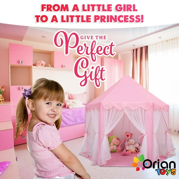 Princess Castle Playhouse Tent for Girls with LED Star Lights