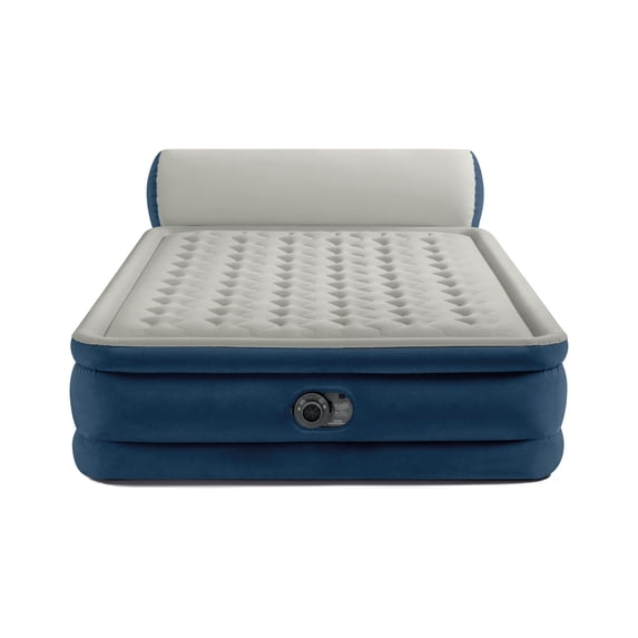Intex Headboard 18" Queen Dura-Beam Deluxe Raised Air Bed Mattress with Built-in Pump