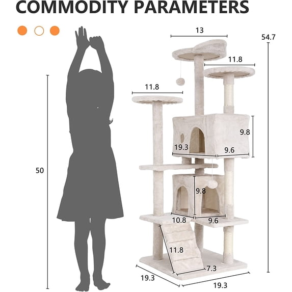 BestPet 54in Kitten Activity House with Cat Scratching Posts Stand House Cat Condo with Funny Toys