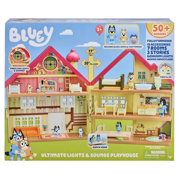 Bluey, Ultimate Lights and Sounds Playhouse, Includes Figures and Accessories
