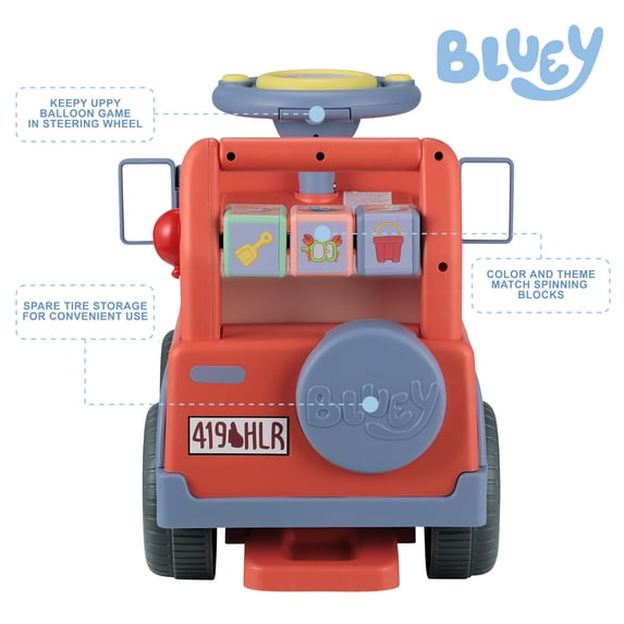 Bluey Licensed Interactive Ride-On Push Car for Boys and Girls, Foot-to-Floor