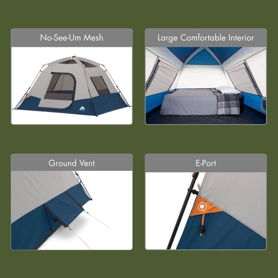 Ozark Trail 4 Person Instant Cabin Tent, 8 ft x 7 ft x 54 in, Recycled Materials