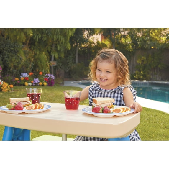 Little Tikes Easy Store Kids Durable Picnic Table with Umbrella