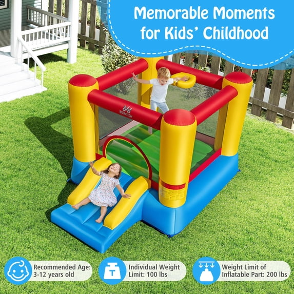 Costway Inflatable Bouncer Kids Bounce House Jumping Castle Slide with 370W Blower