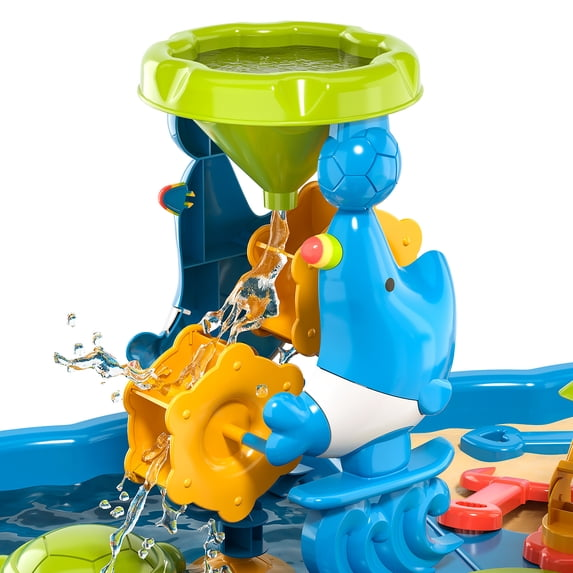 Dinosaur Planet Sand Water Table for Toddlers, 4 in 1 Sand Table and Water Play Table