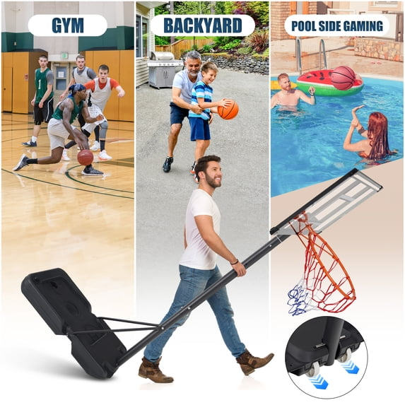 Portable Basketball Hoop Outdoor, SEGMART 4.9Ft-10Ft Height Adjustable Swimming Pool