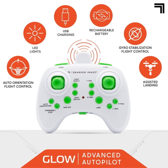 Sharper Image Stunt Drone for Kids with LED Lights, Assisted Landing, and 2.4GHz Remote Control