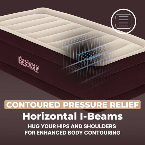 Bestway Maroon SleepSupport Premium Air Mattress 20” with Built-in AC Pump